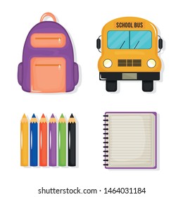 back to school set icons
