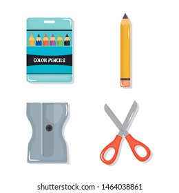 back to school set icons
