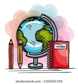 back to school set icons drawings
