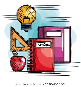 back to school set icons drawings