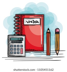 back to school set icons drawings