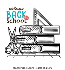 back to school set icons drawings