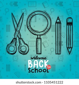 back to school set icons drawings