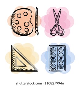 back to school set icons drawings