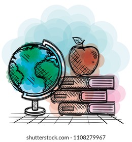 back to school set icons drawings