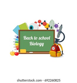 Back to school. A set of icons on the theme of biology. Illustration, set. Vector. Eps 10.