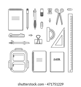 Back to school set icons. Vector illustration.