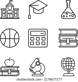 Back to school set of lineart icons 