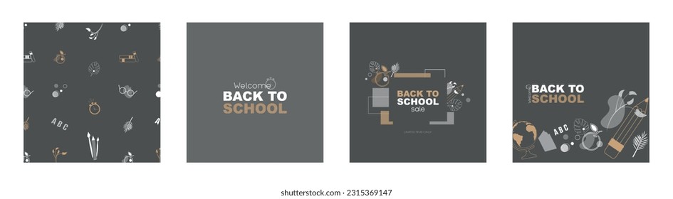Back to school set. Modern design.