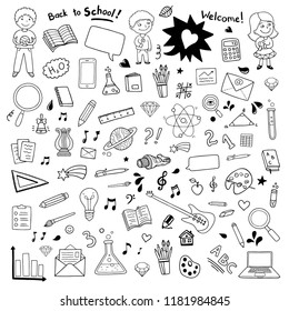 Back to school set of objects. Big vector collection. Nice lovely hand drawn illustrations.