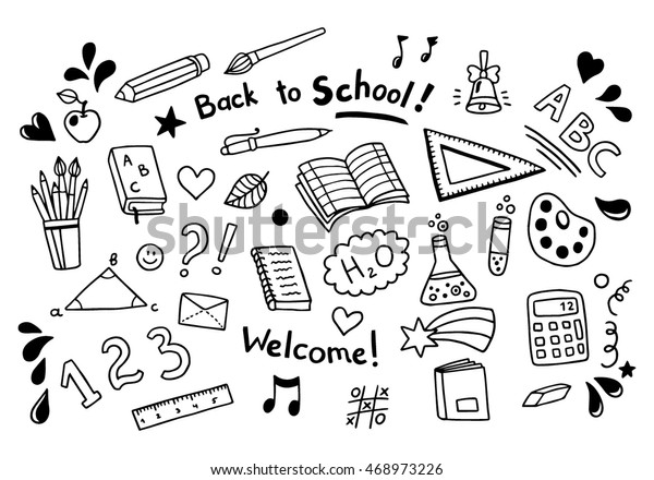 Back School Set Objects Big Vector Stock Vector (Royalty Free) 468973226