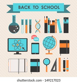 Back to school. Set of science and education elements. 