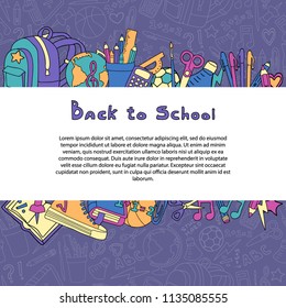 Back to school set of study supplies frame