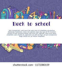 Back to school set of study supplies frame