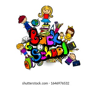 Back to school. A set of school subjects. Vector illustration