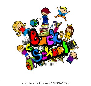 Back to school. A set of school subjects. Vector illustration