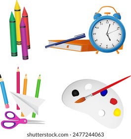 back to school. set of school supplies clip art.