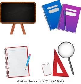 back to school. set of school supplies clip art.