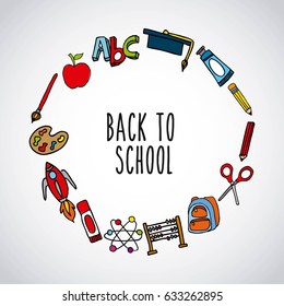 back to school set supplies icon
