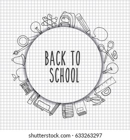 back to school set supplies icon