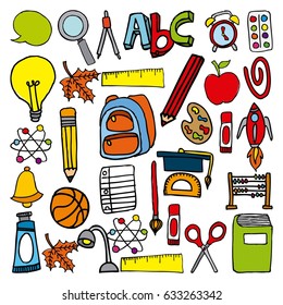 back to school set supplies icon