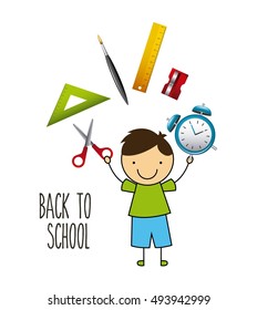 back to school with set supplies vector illustration design