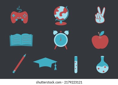 Back to school set vector and illustration