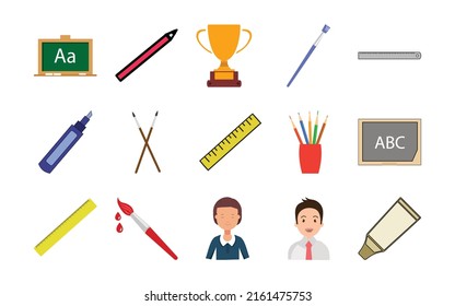 back to school set vector type icon