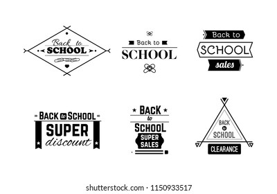 Back to school. Set: Welcome back to school labels. Vector illustration, flat design