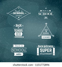 Back to school. Set: Welcome back to school labels. Vector illustration, flat design