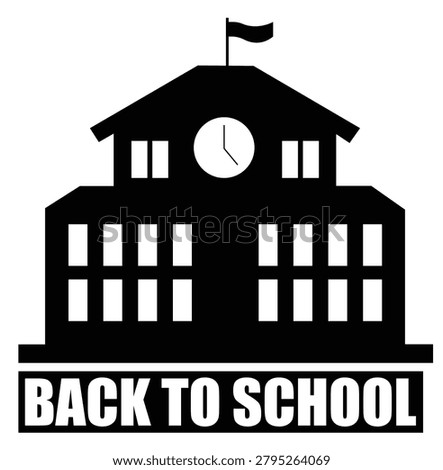 back to school sign with school building