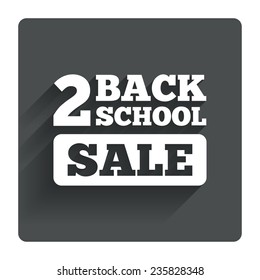 Back to school sign icon. Back 2 school sale symbol. Gray flat square button with shadow. Modern UI website navigation. Vector
