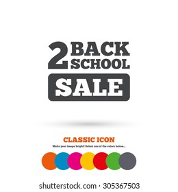 Back to school sign icon. Back 2 school sale symbol. Classic flat icon. Colored circles. Vector