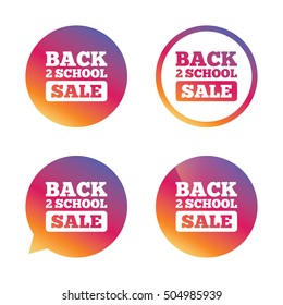 Back to school sign icon. Back 2 school symbol.