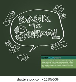 Back to School sketch word and cute cartoon, vector format