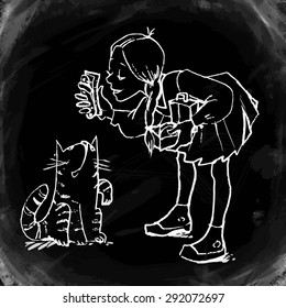 Back to School Sketches from life of pupils.Vector illustration. 