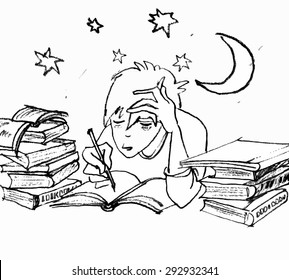 Back to School  Sketches from life of pupils.Vector illustration. 