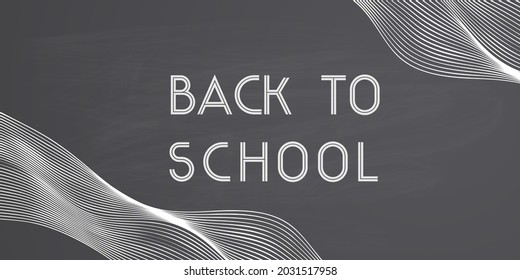 volver a la ilustración del vector de pizarra escolar. Tablero de tiza esparcido por alcas con brillantes líneas blancas. Cartel de la escuela negra. 