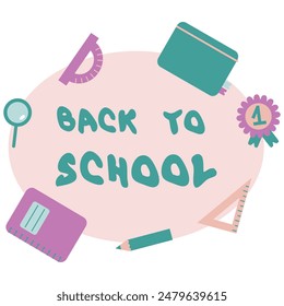 Impresión de eslogan de regreso a la escuela. Perfecto para póster, pegatina, Anuncio, tarjeta. Ilustración vectorial aislada dibujada a mano.


