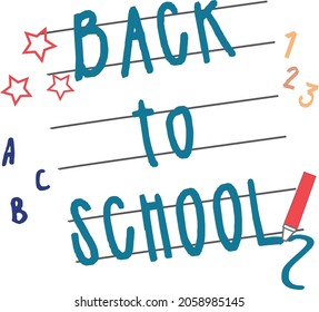 back to school slogan vector design pen letter star