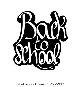 Back to school, smile, isolated sticker, calligraphy phrase, vector illustration