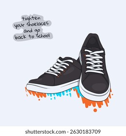 Back to school. Sneaker shoes in cartoon style design for advertising campaign. sneaker shoes cartoon design