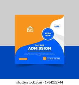 Back to school social banner template, school admission, online admission social banner template