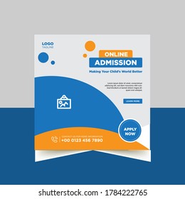Back to school social banner template, school admission, online admission social banner template