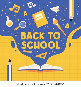 back to school social media banner illustration template