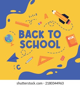 Back To School Social Media Banner Illustration Template