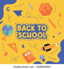 back to school social media banner illustration template