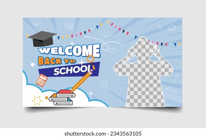 Back to school social media banner design or youtube thumbnail template