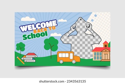 Back to school social media banner design or youtube thumbnail template