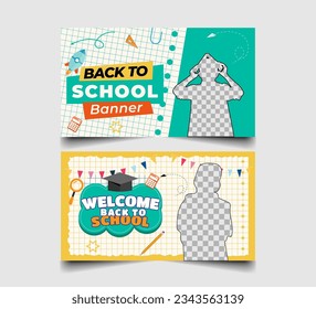 Back to school social media banner design or youtube thumbnail template